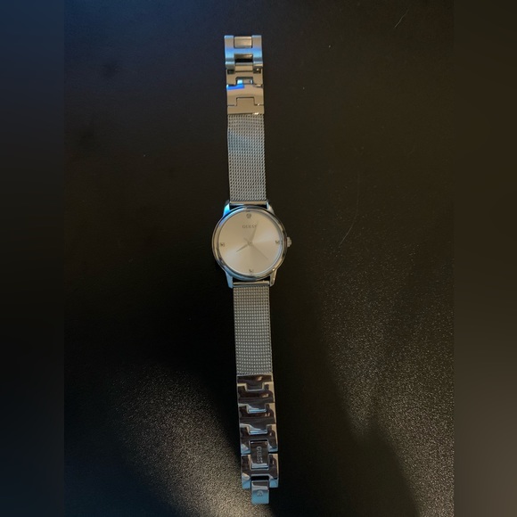 GUESS Genuine Diamond Dial Mesh Bracelet Watch. Color: Silver-Tone - Picture 3 of 3